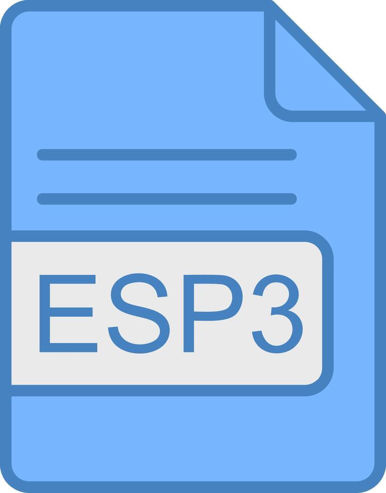 ESP3 File Format Line Filled Blue Icon vector