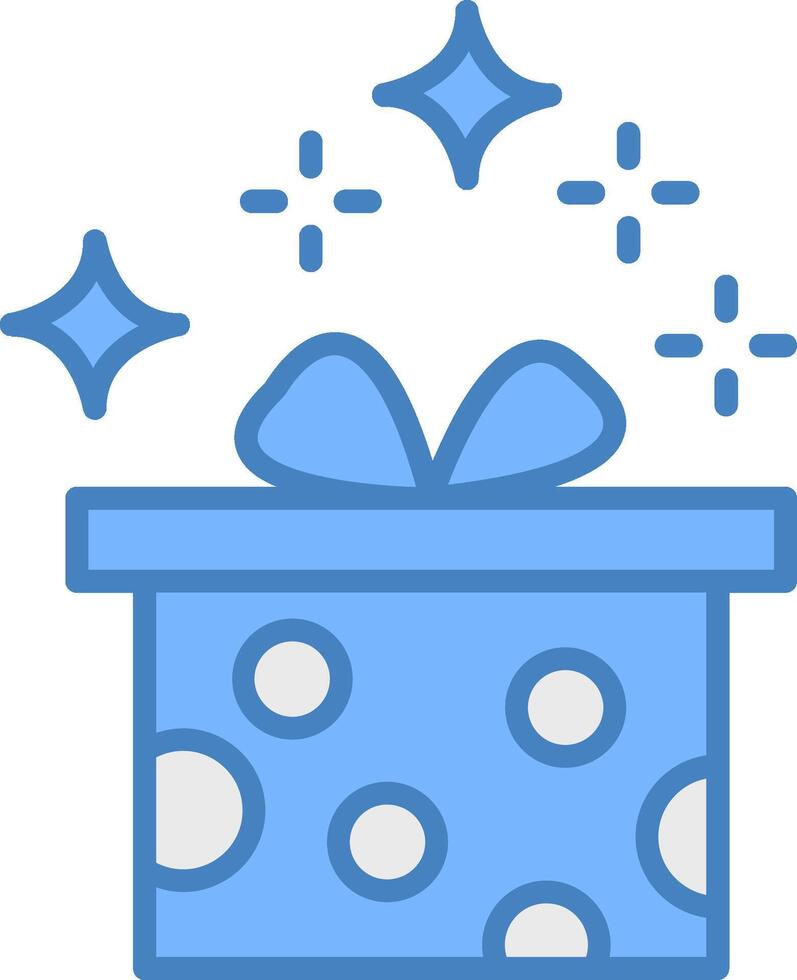 regalo caja línea lleno azul icono vector