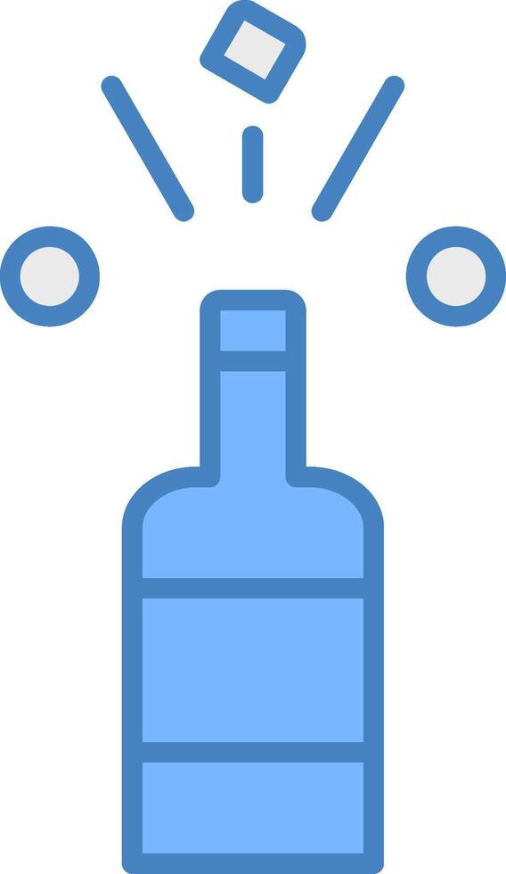 Champagne Line Filled Blue Icon vector