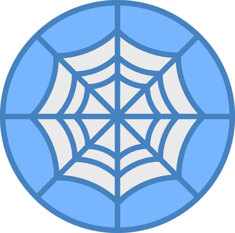 Spider Web Line Filled Blue Icon vector