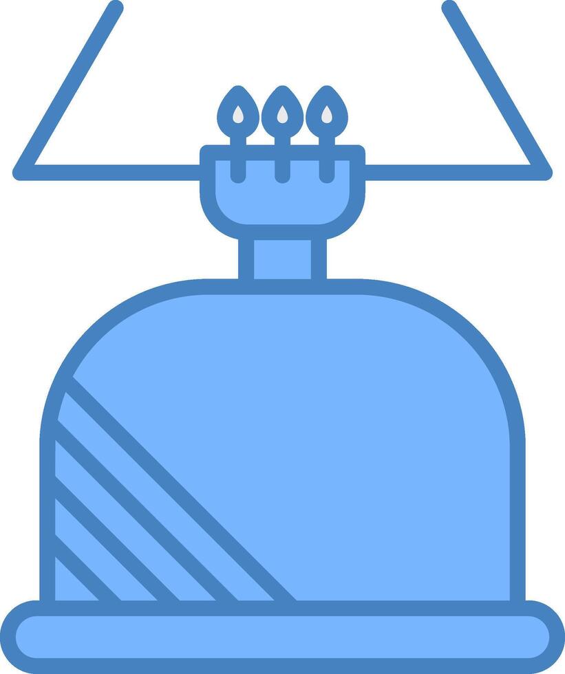 Camping Gas Line Filled Blue Icon vector