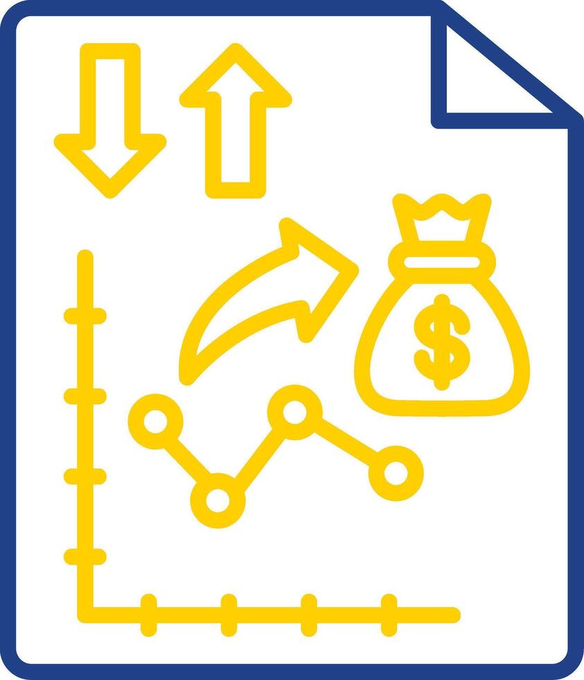 dinero estrategia línea dos color icono diseño vector