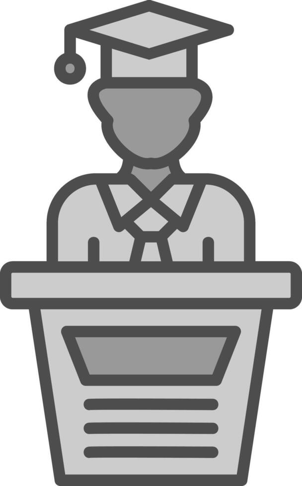 Graduation Line Filled Greyscale Icon Design vector