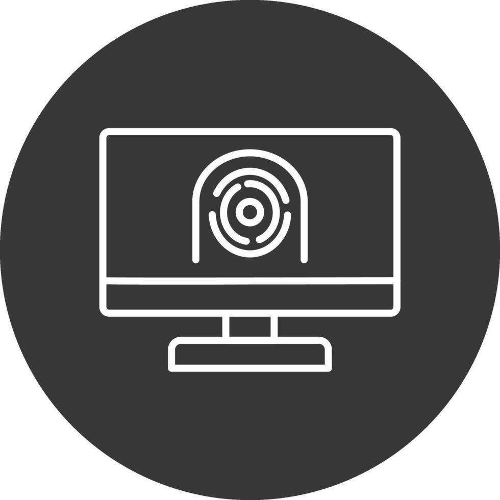 Security Computer Faceprint Line Inverted Icon Design vector