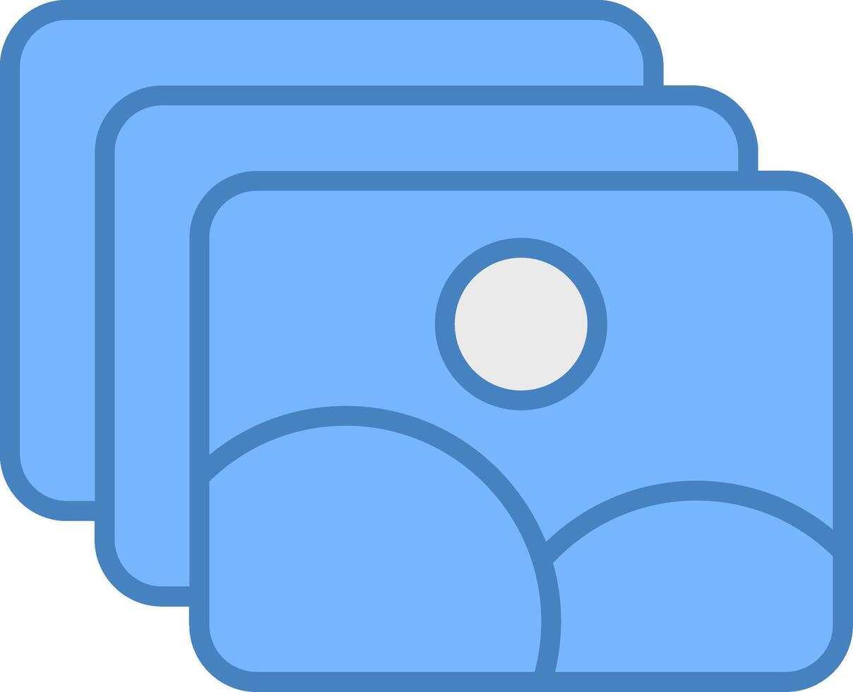 Gallery Line Filled Blue Icon vector