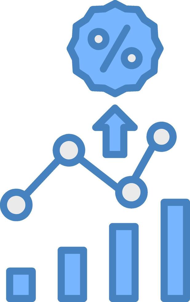 Percentage Line Filled Blue Icon vector