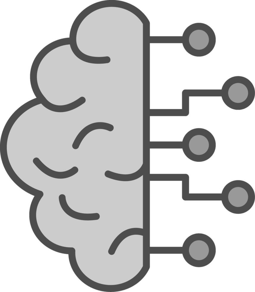 Brain Line Filled Greyscale Icon Design vector