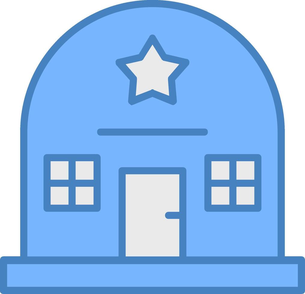 Army Base Line Filled Blue Icon vector