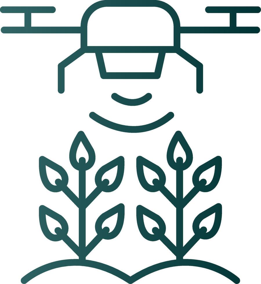 agrícola drones línea degradado icono vector