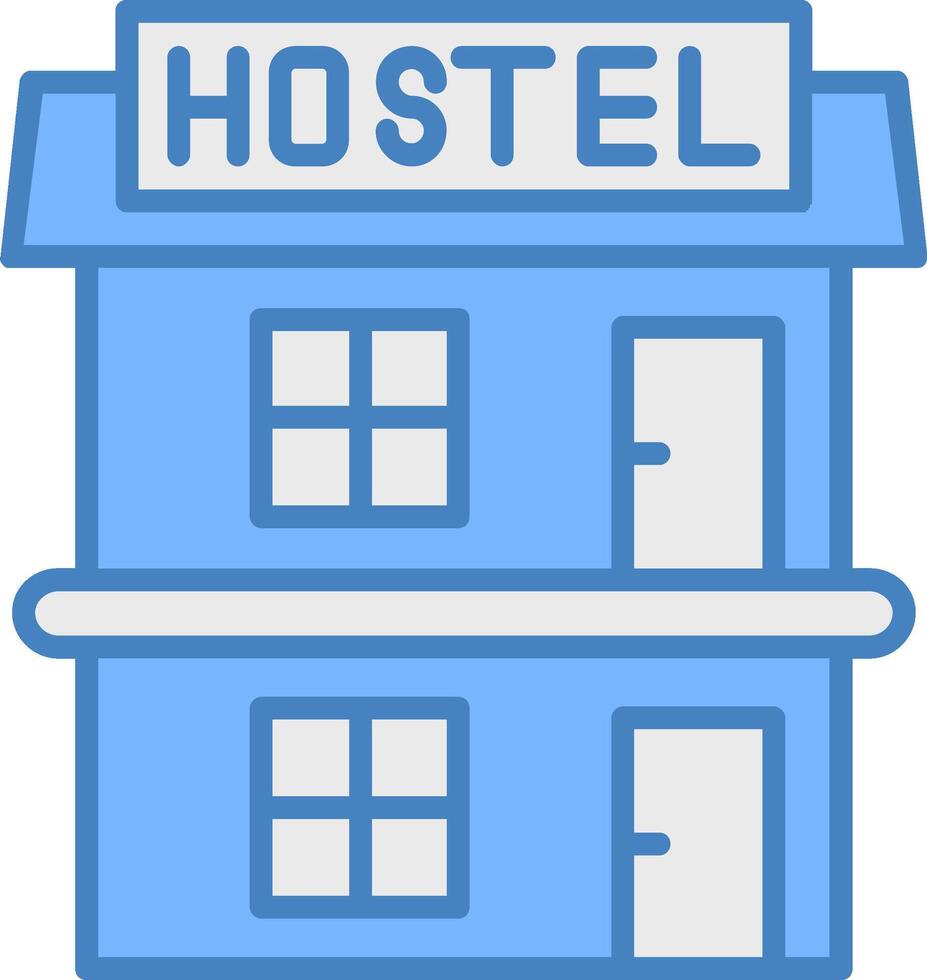 Hostal línea lleno azul icono vector