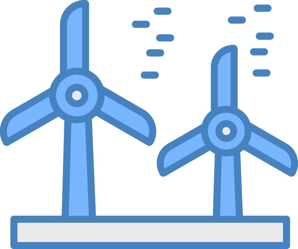 Wind Turbine Line Filled Blue Icon vector