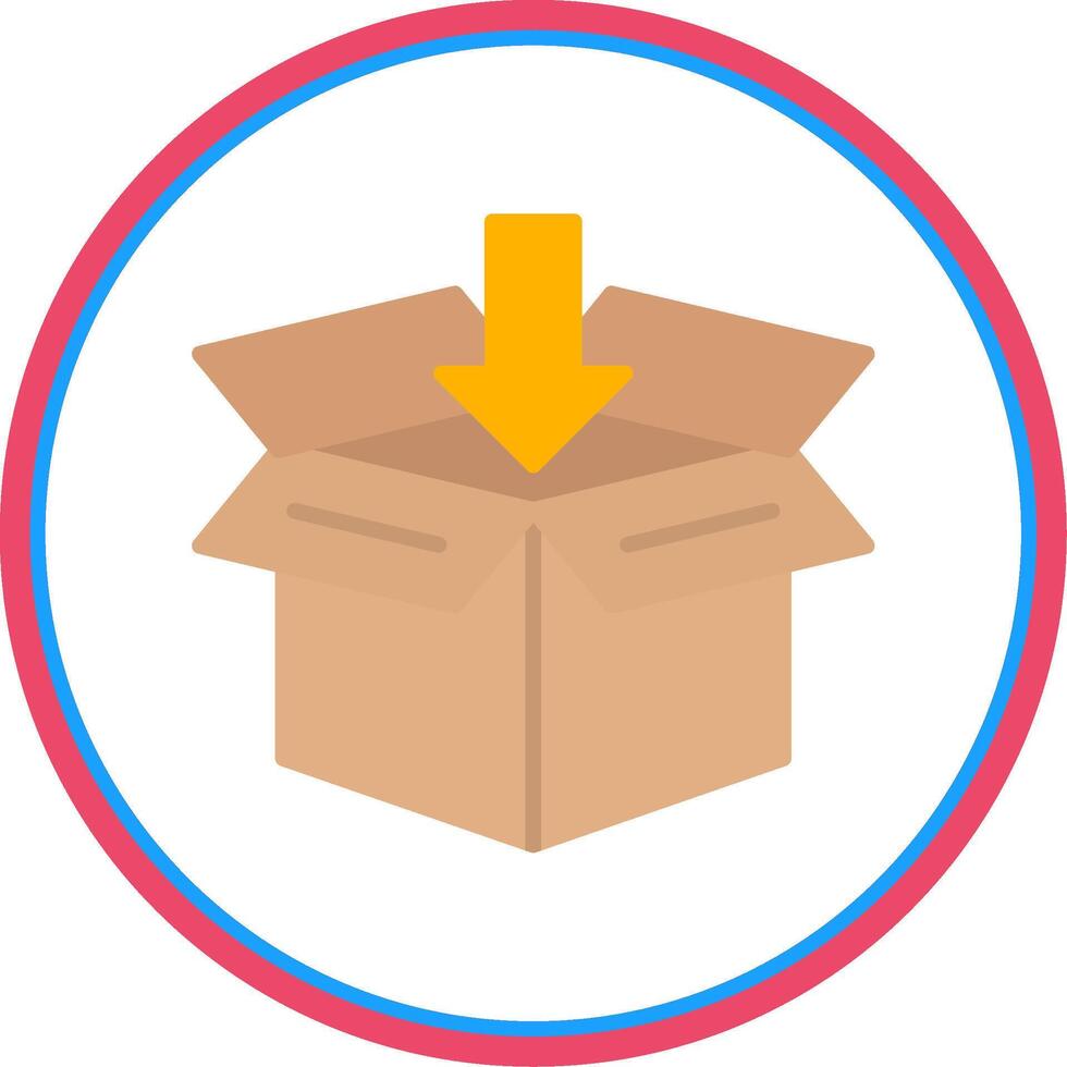 Open Box Flat Circle Icon vector