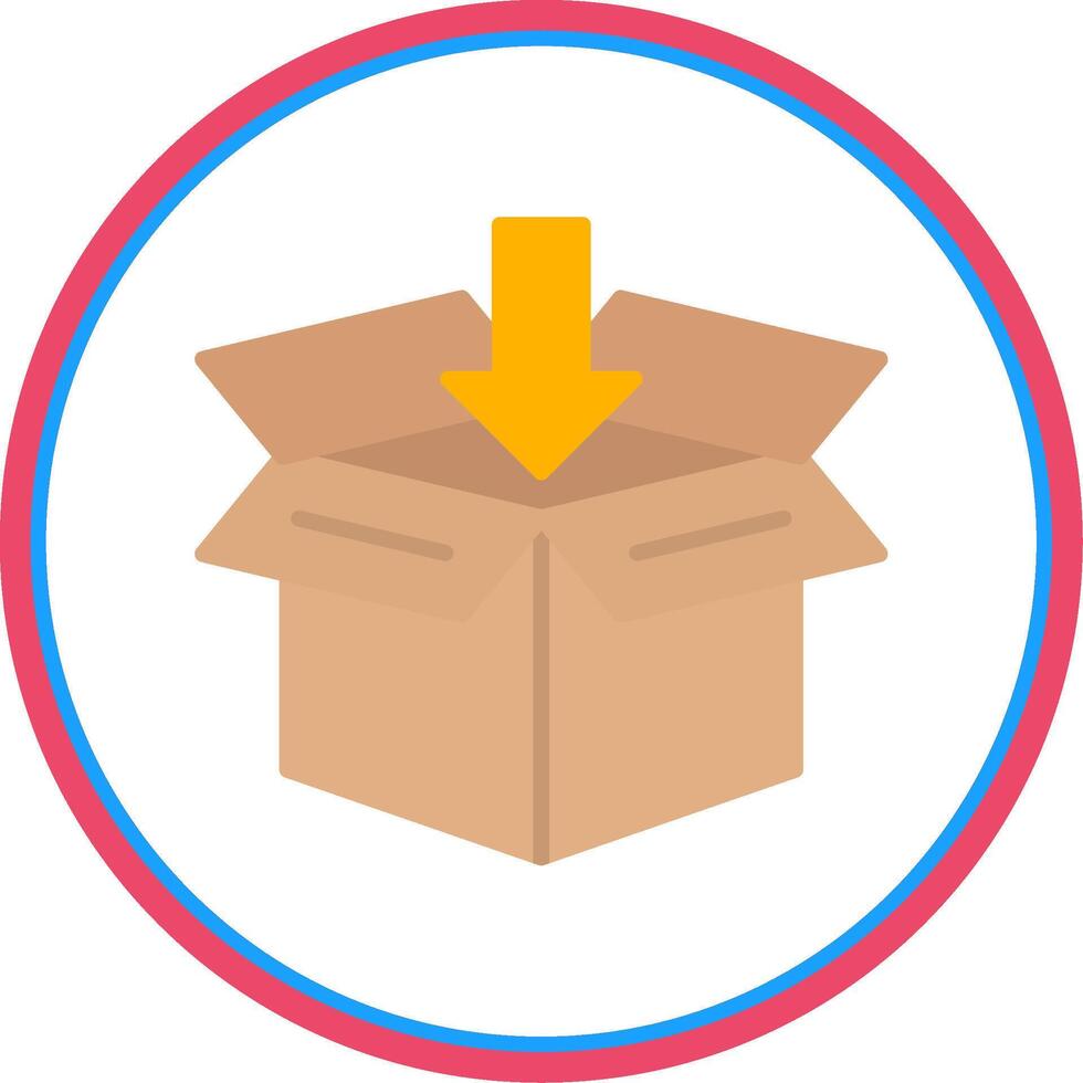 abierto caja plano circulo icono vector