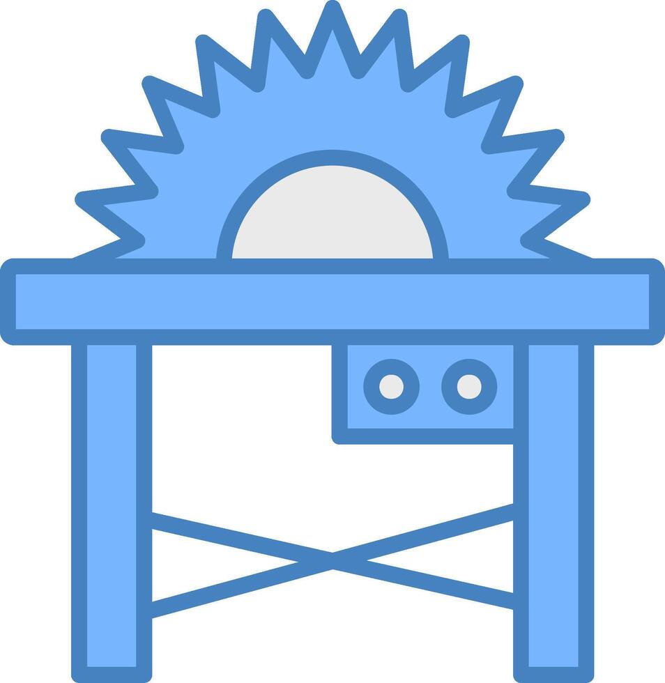 Table Saw Line Filled Blue Icon vector