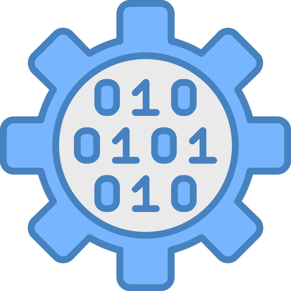Gear Line Filled Blue Icon vector