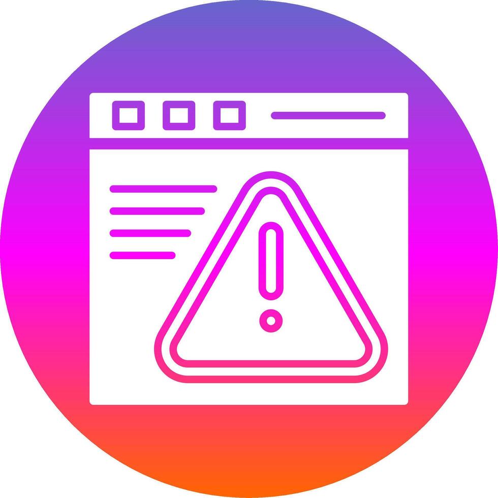 Warning Browser Glyph Gradient Circle Icon Design vector