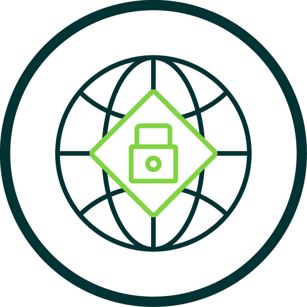 Global Security Line Circle Icon Design vector