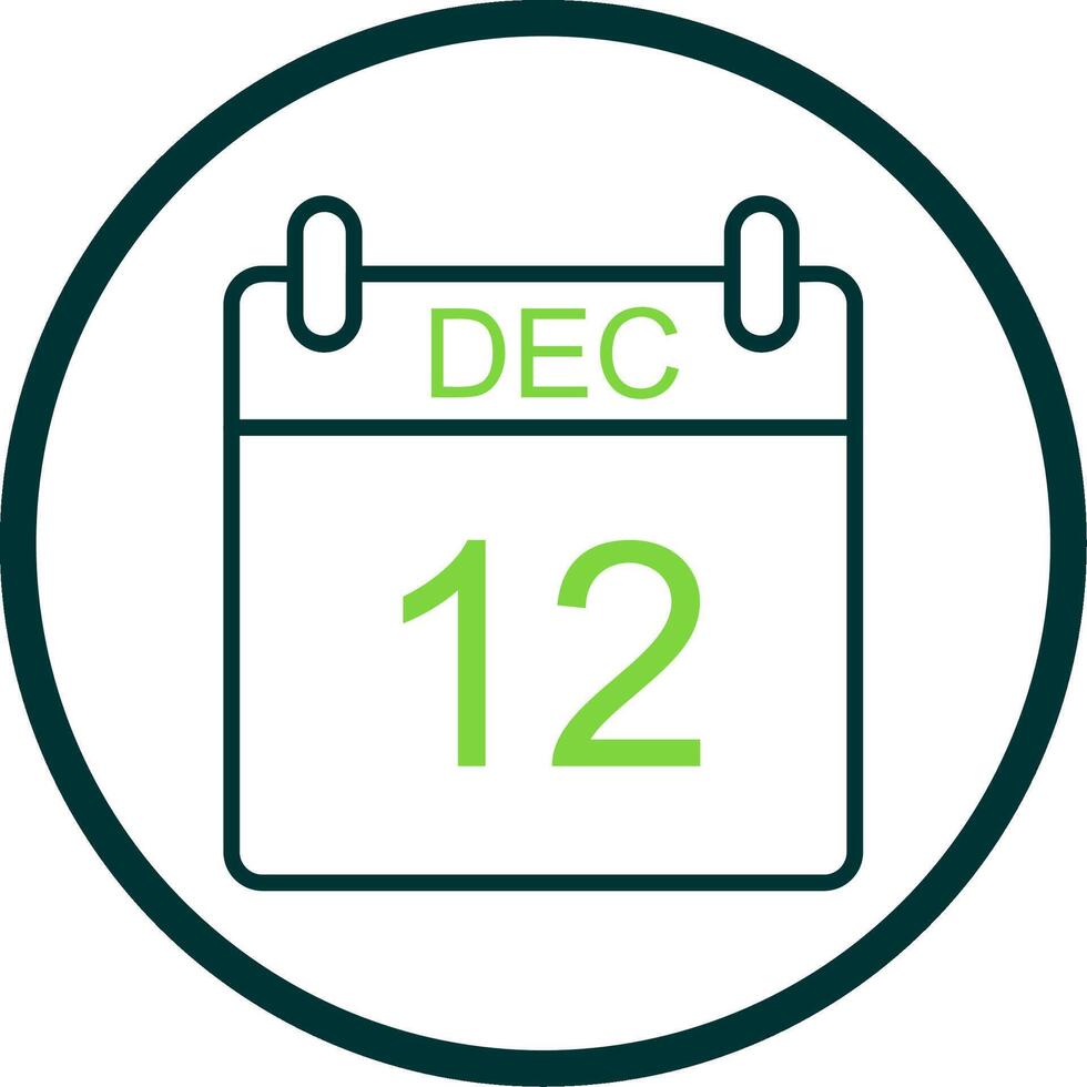 December Line Circle Icon Design vector
