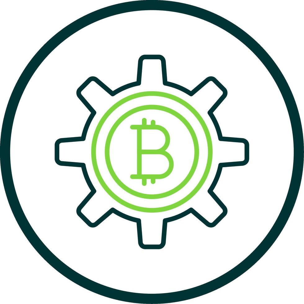 Bitcoin Management Line Circle Icon Design vector