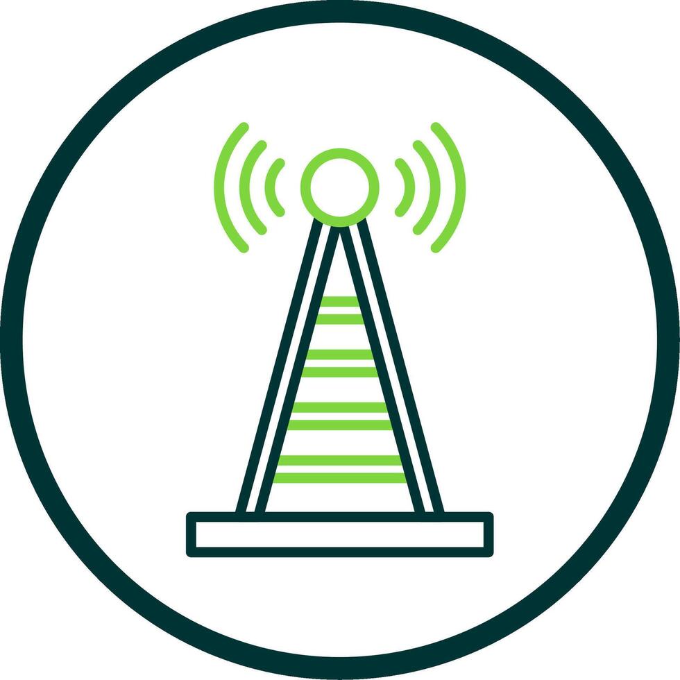 Radio Tower Line Circle Icon Design vector