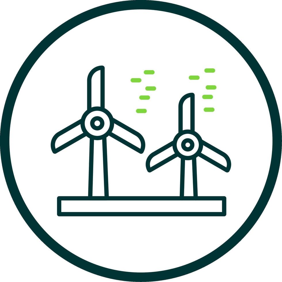 Wind Turbine Line Circle Icon Design vector