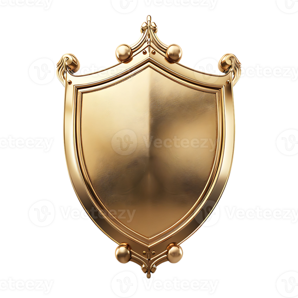 Golden shield on isolated background png