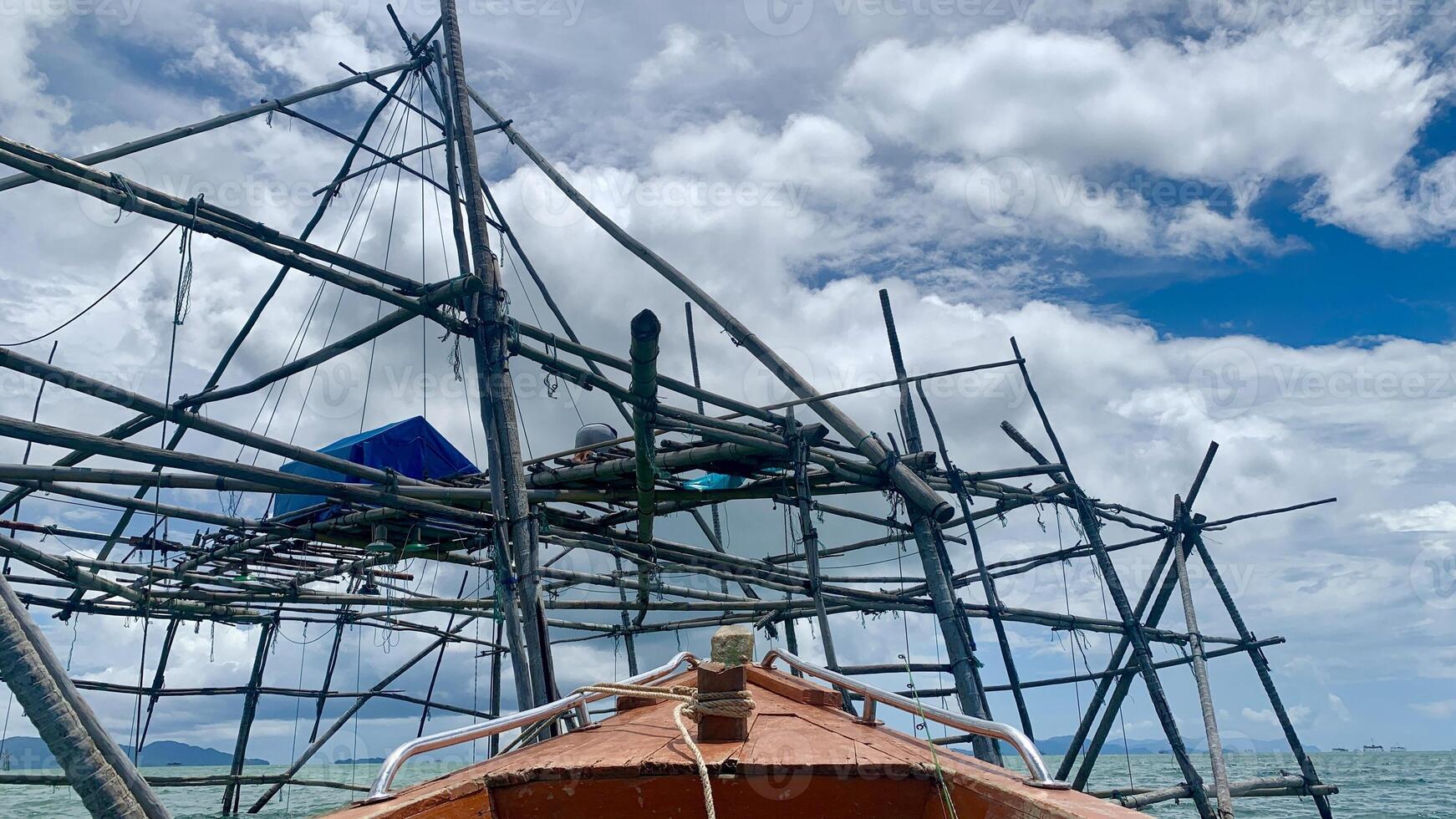 stake charts, traditional fish traps in the sea made of wood photo