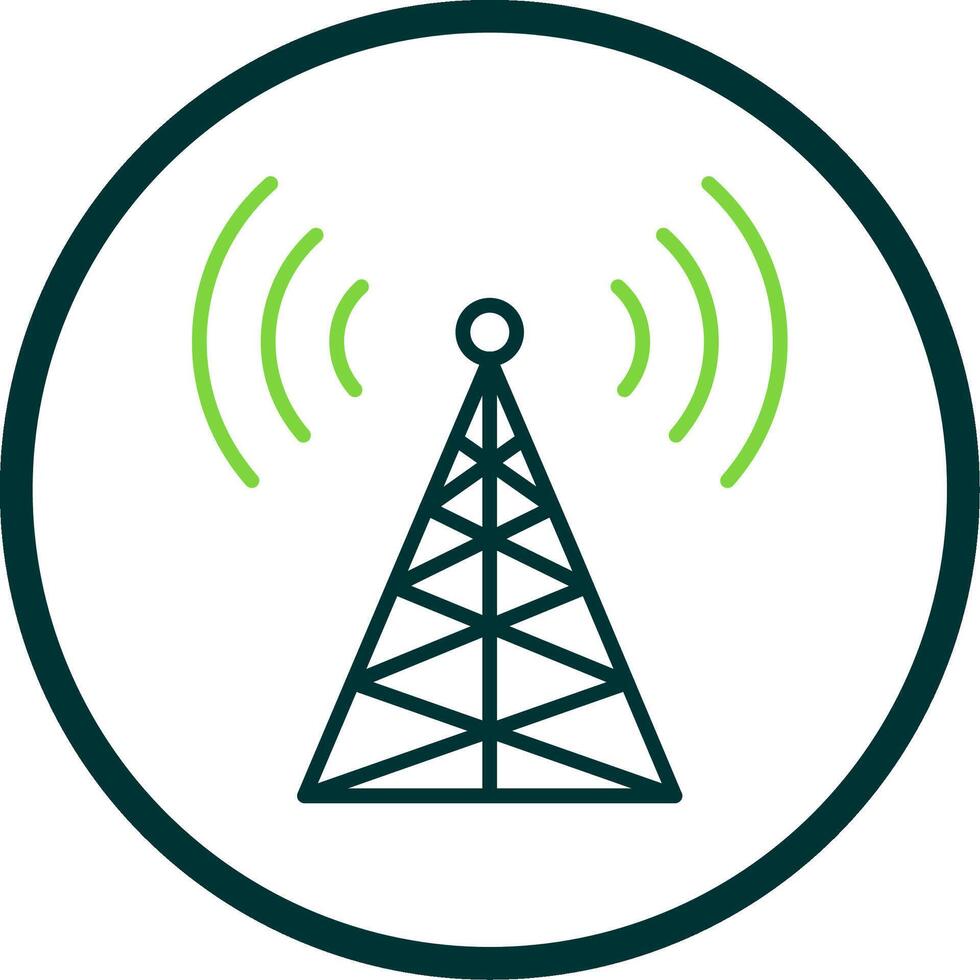 Radio Tower Line Circle Icon Design vector