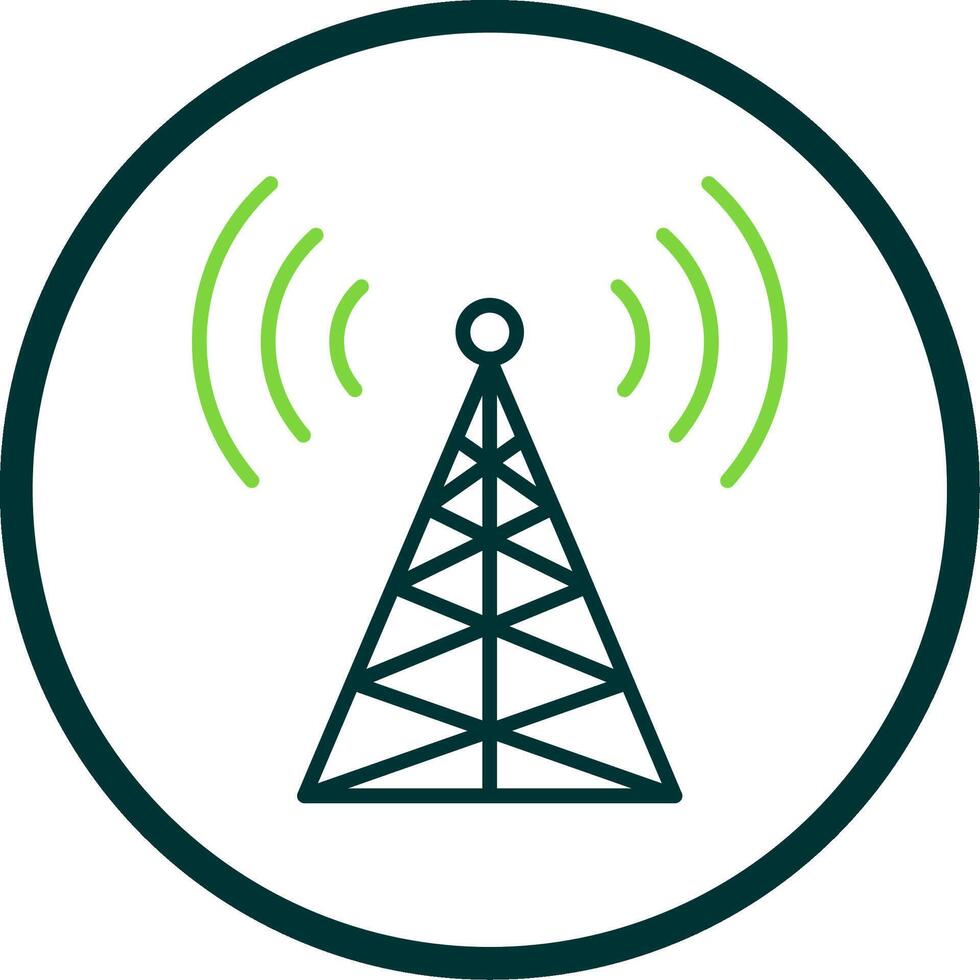 Radio Tower Line Circle Icon Design vector