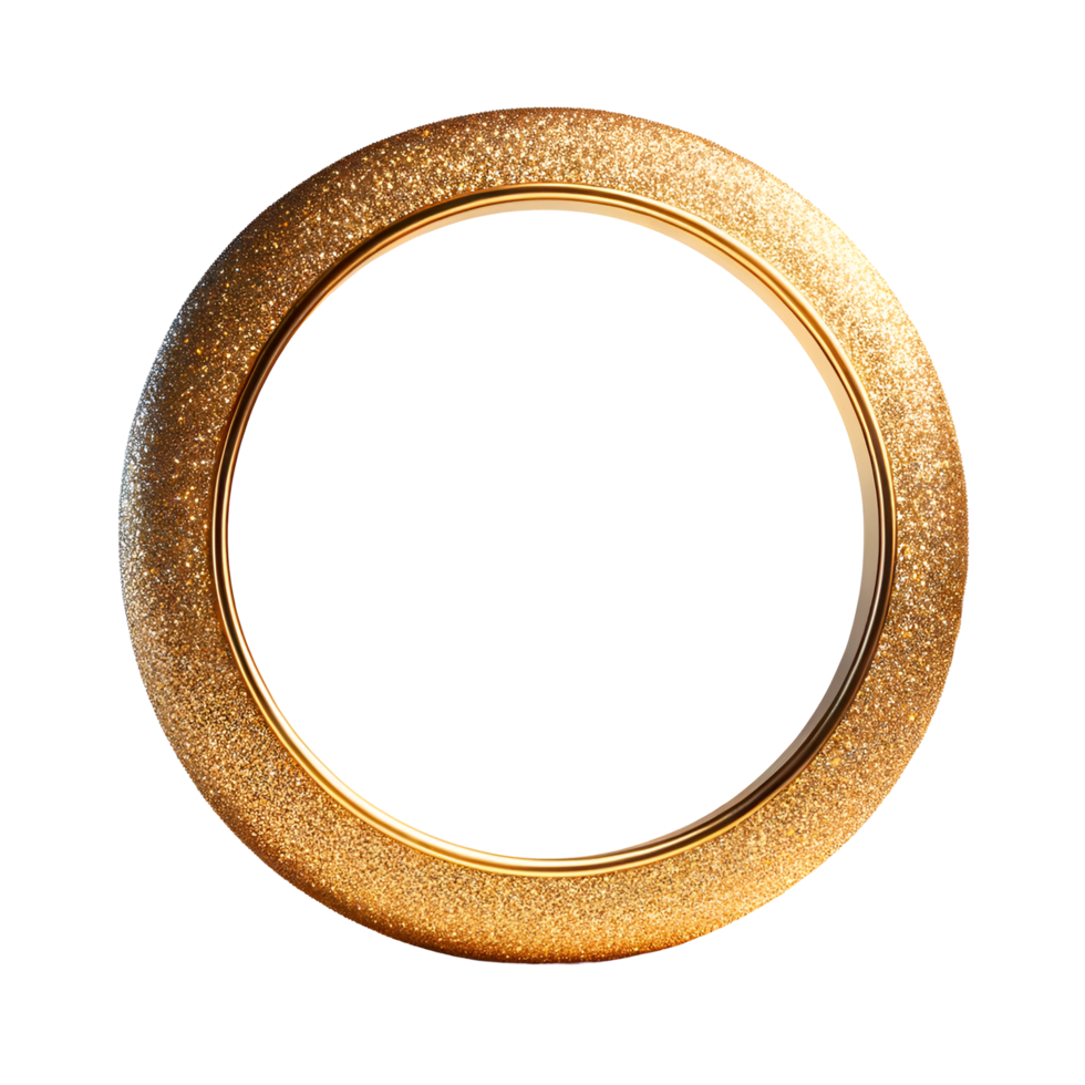 Realistic glittering golden circle png