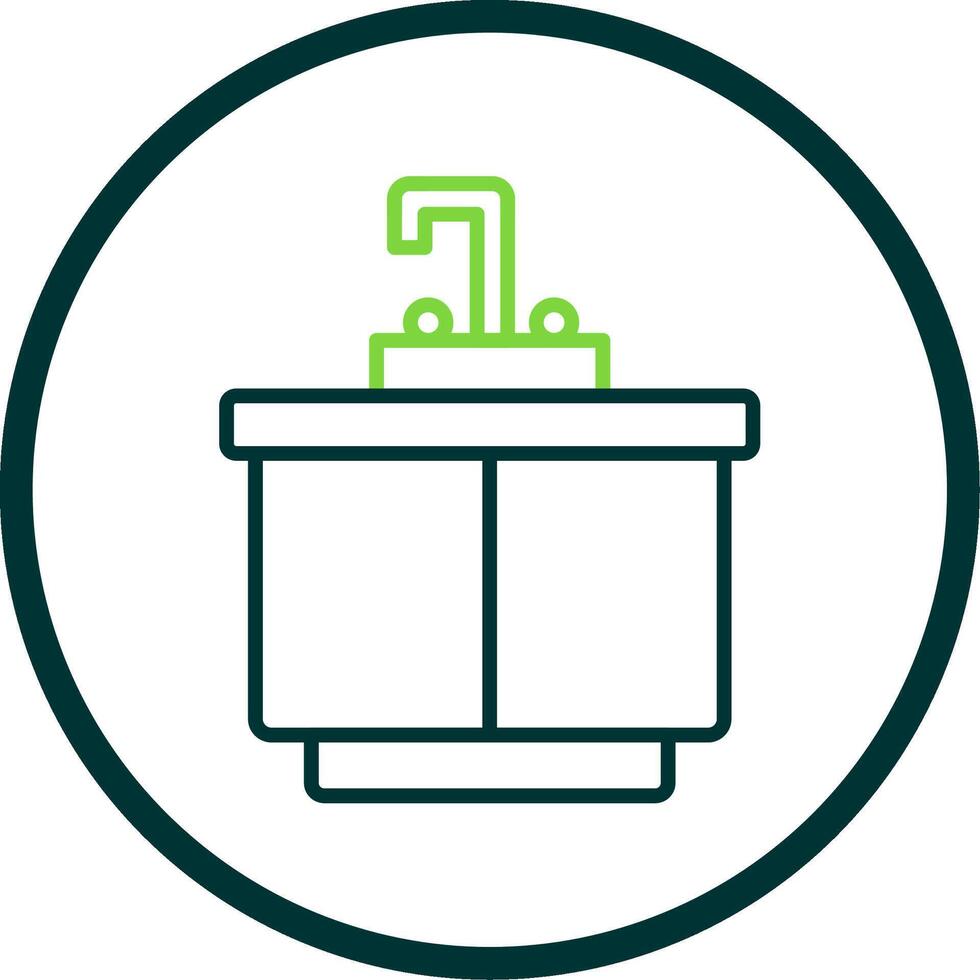 Kitchen Sink Line Circle Icon Design vector