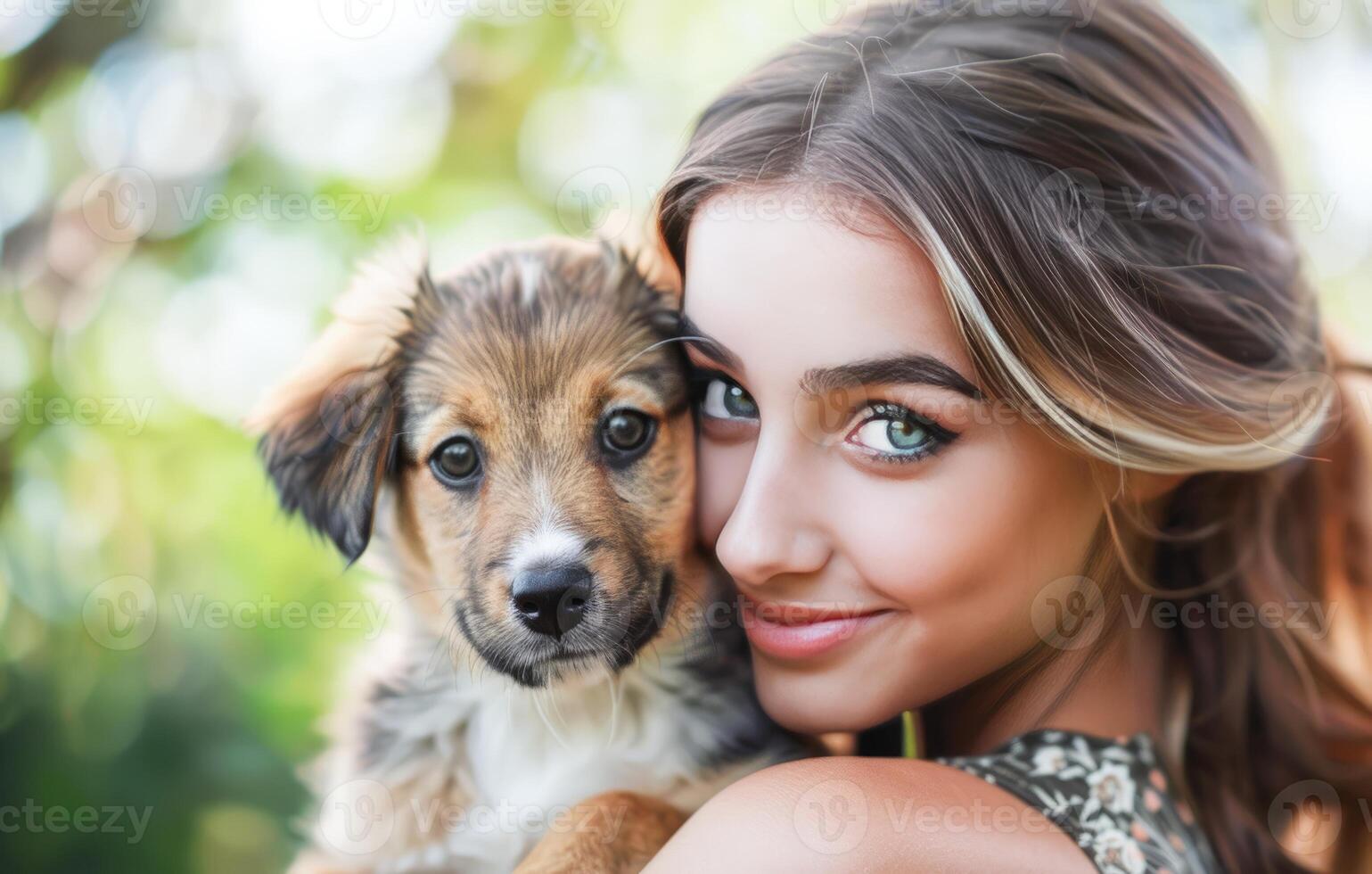 Gentle Embrace Puppy in the Warm Arms of Its Owner photo