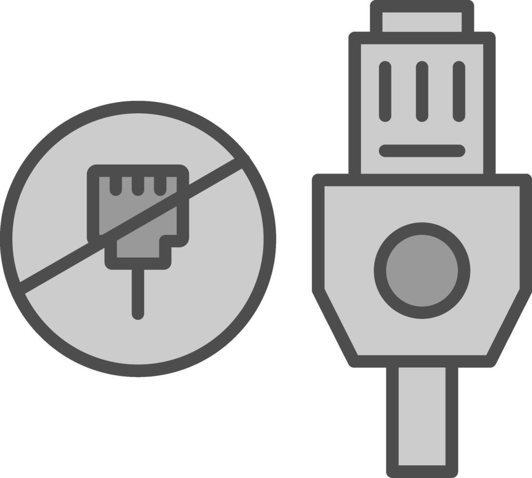 Lan Unplugged Line Filled Greyscale Icon Design vector