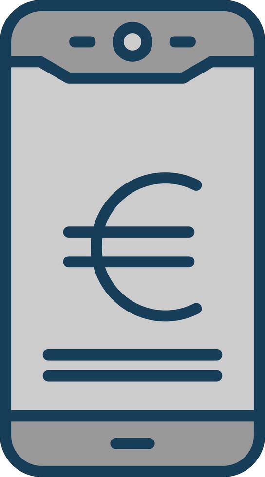 Euro Mobile Pay Line Filled Greyscale Icon Design vector