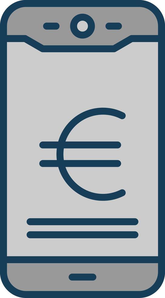 euro móvil pagar línea lleno escala de grises icono diseño vector