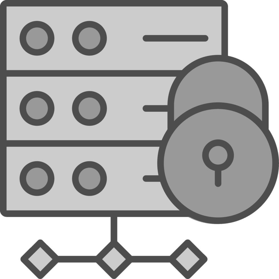 Server Secure Line Filled Greyscale Icon Design vector