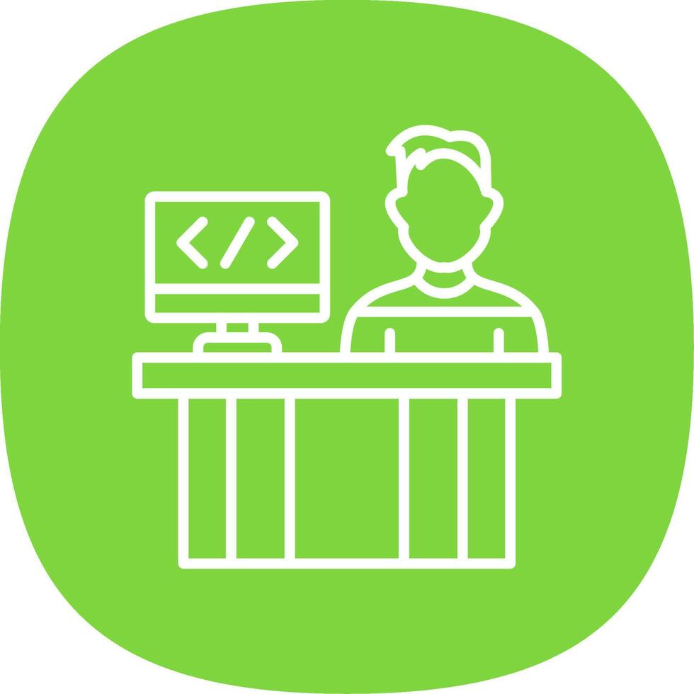 Programmer Line Curve Icon Design vector