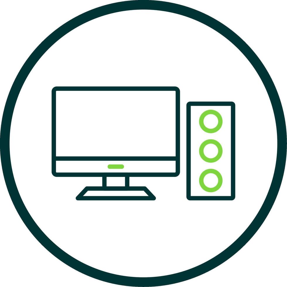 Desktop Computer Line Circle Icon Design vector