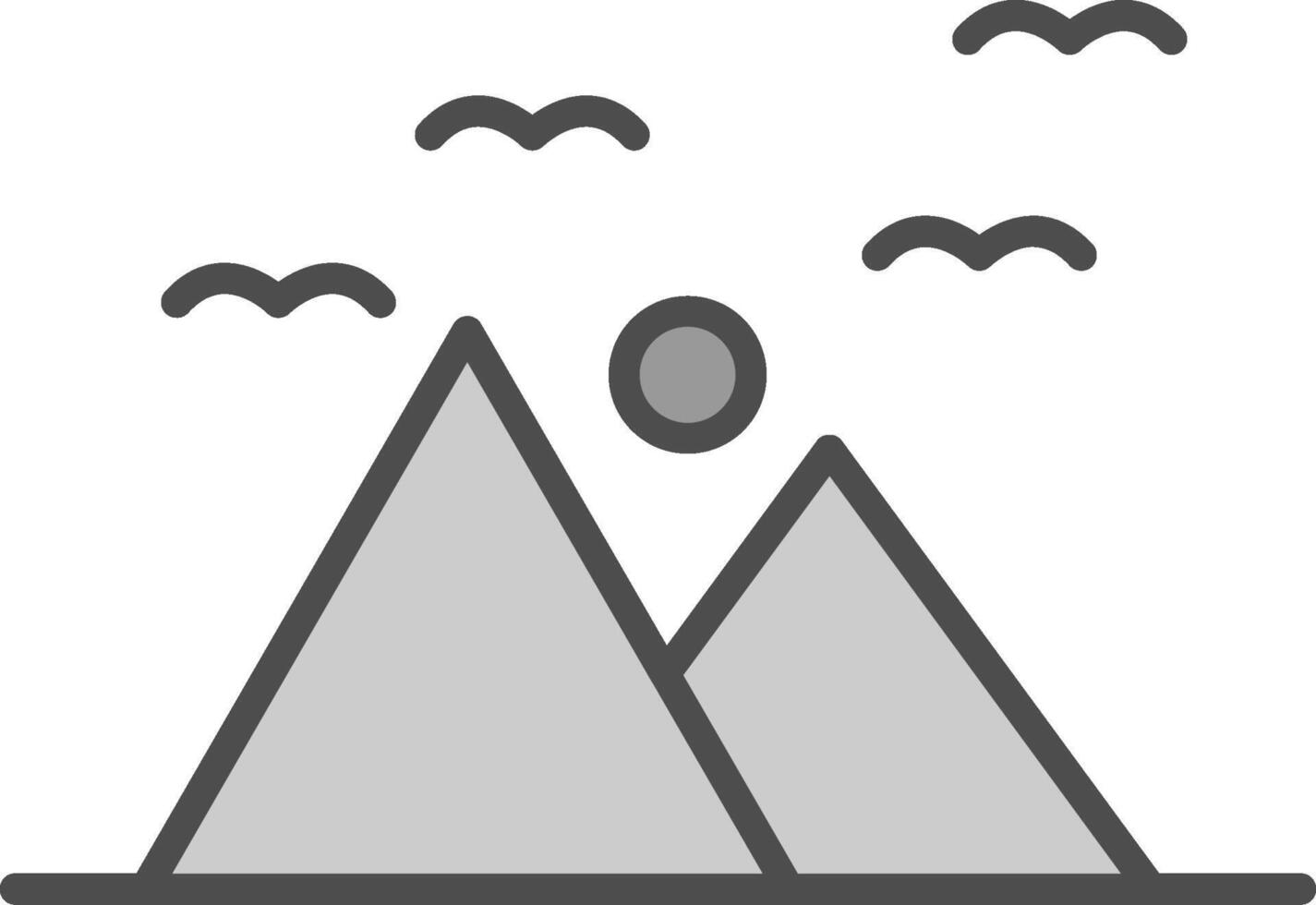 montañas línea lleno escala de grises icono diseño vector