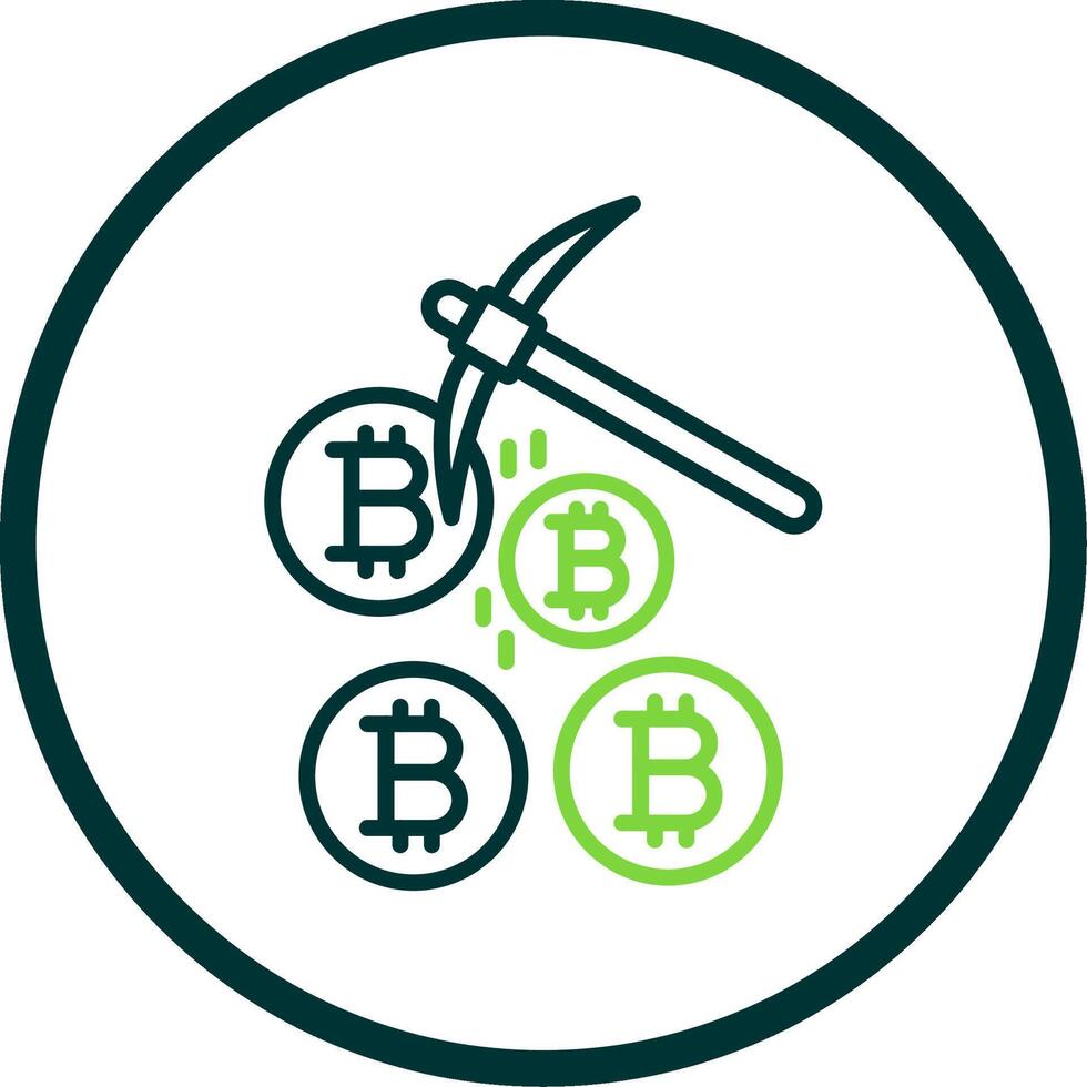 Bitcoin Mining Line Circle Icon Design vector