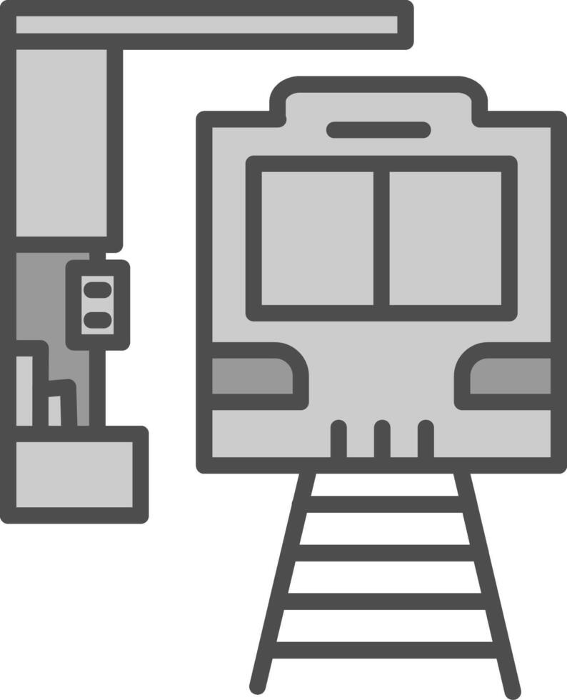 Train Station Line Filled Greyscale Icon Design vector