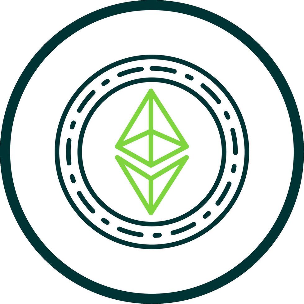 Ethereum Coin Line Circle Icon Design vector