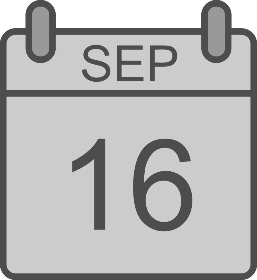 septiembre línea lleno escala de grises icono diseño vector