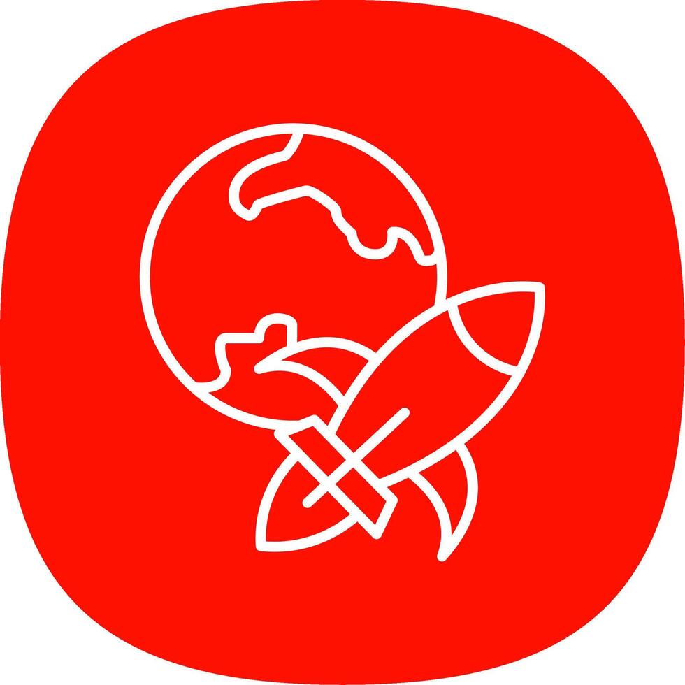 Rocket Ship Line Curve Icon Design vector