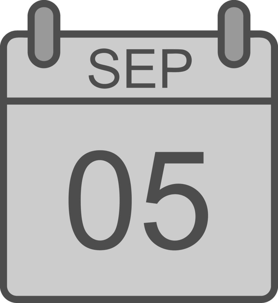 September Line Filled Greyscale Icon Design vector