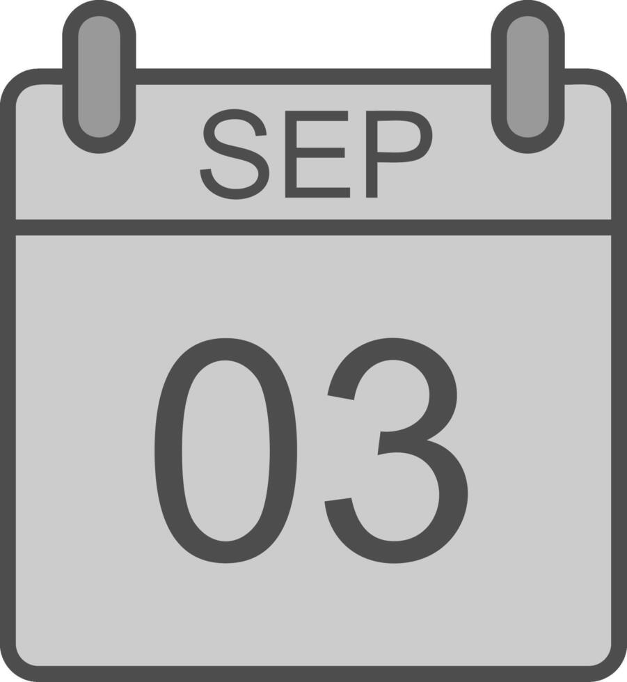 septiembre línea lleno escala de grises icono diseño vector