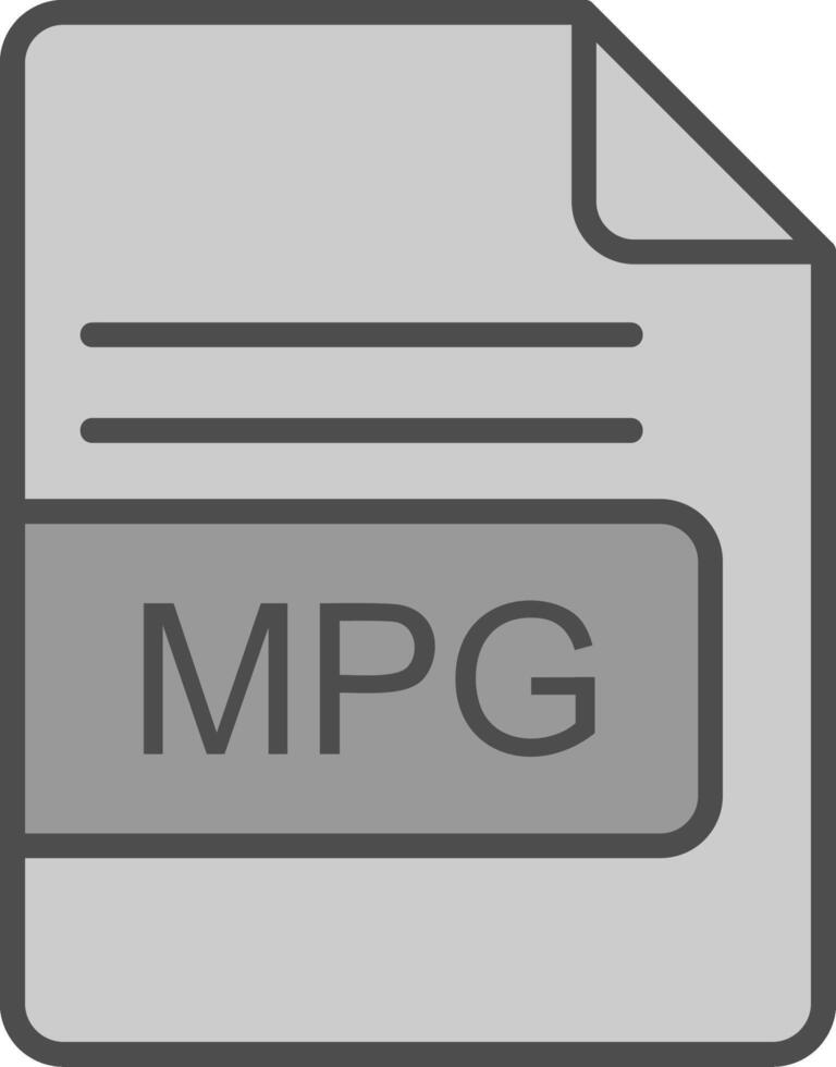 mpg archivo formato línea lleno escala de grises icono diseño vector