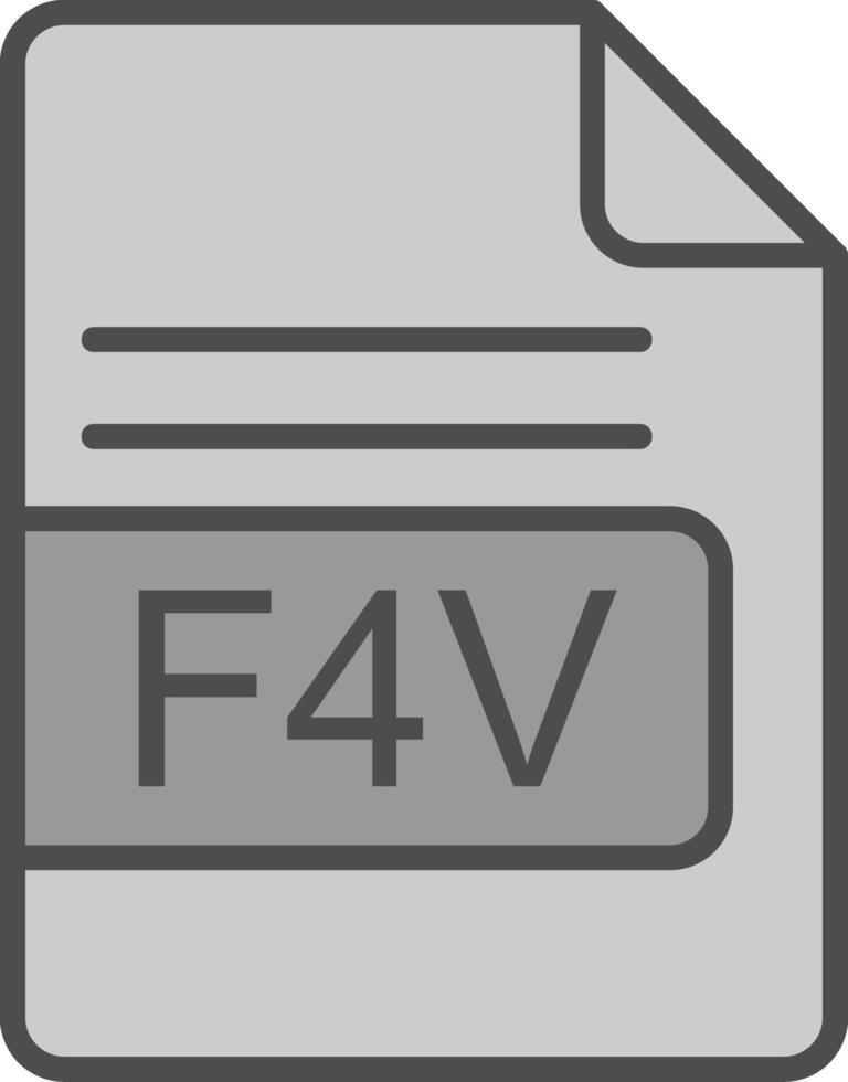 f4v archivo formato línea lleno escala de grises icono diseño vector