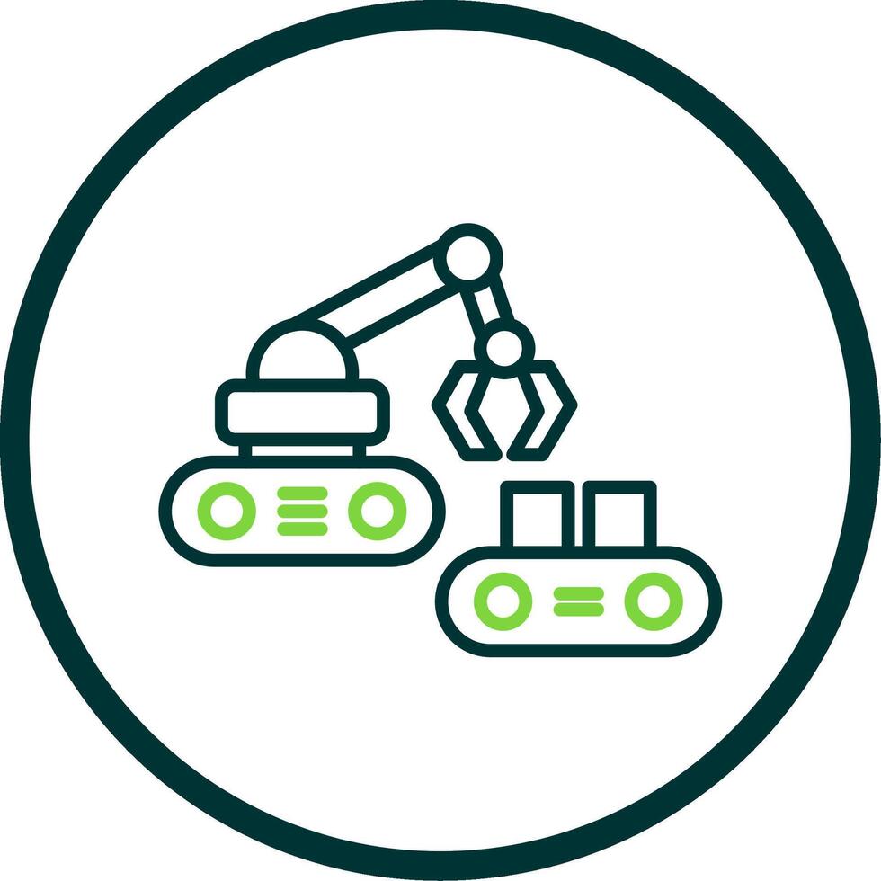 Robotic Produce Sorting Line Circle Icon Design vector