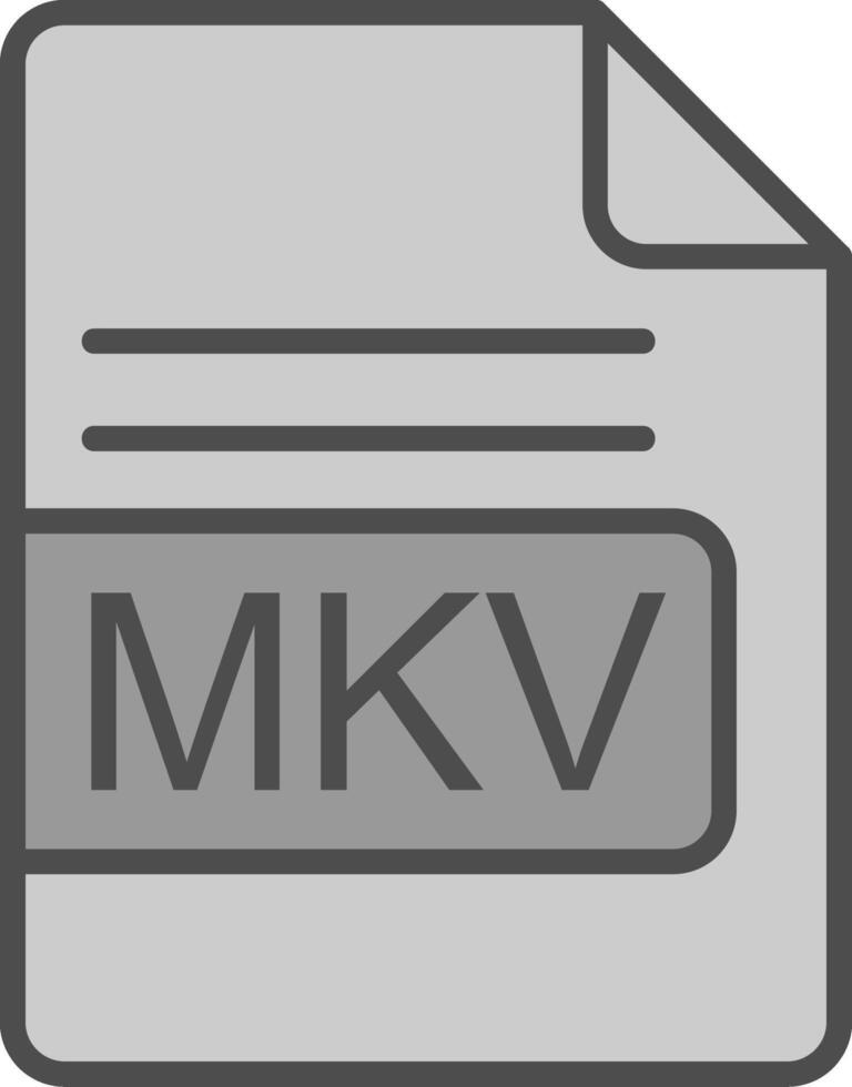 mkv archivo formato línea lleno escala de grises icono diseño vector